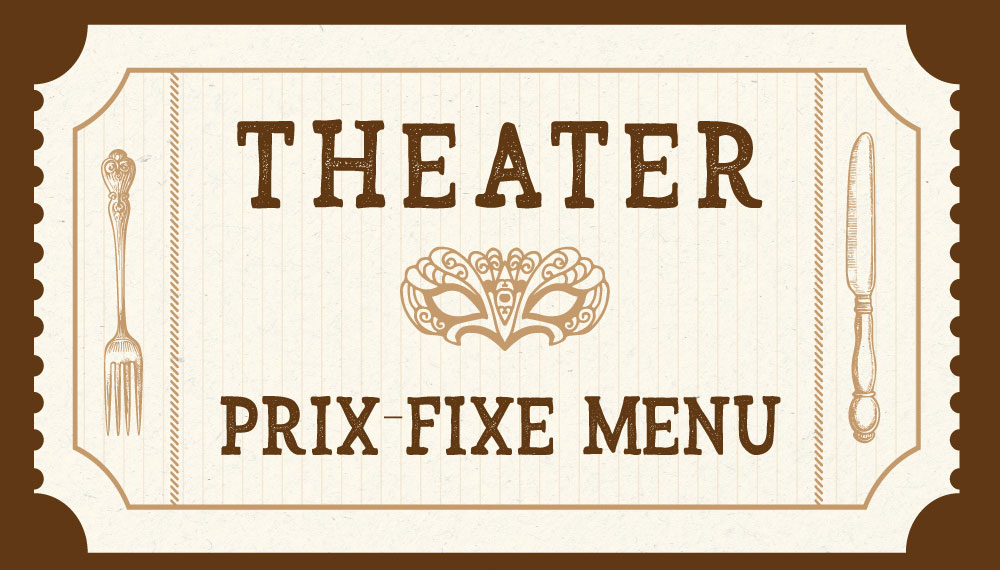 Graphic that says prix fixe menu