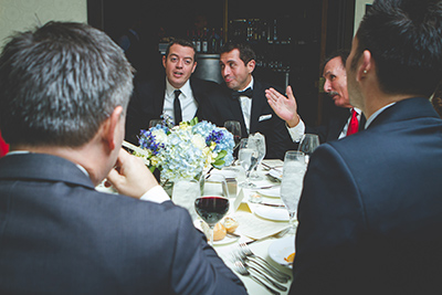 The couple sitting at a table